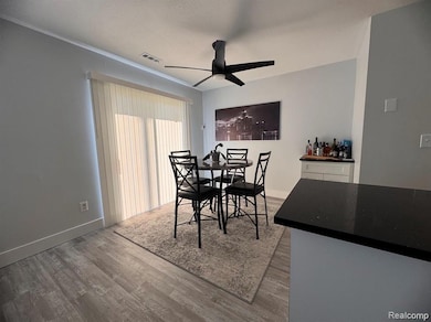 Dining area with sliding door and patio access