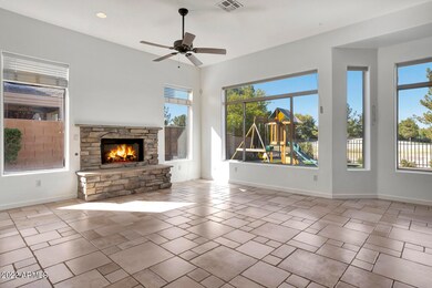 Stone fireplace