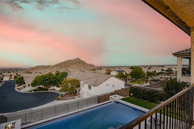 View of swimming pool with a mountain view and a residential view