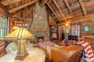 Stone fireplace in livingroom