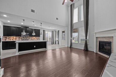 family room and kitchen