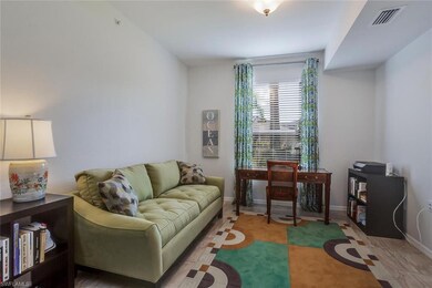 Den/office with sunny Southern view, ceramic tile 