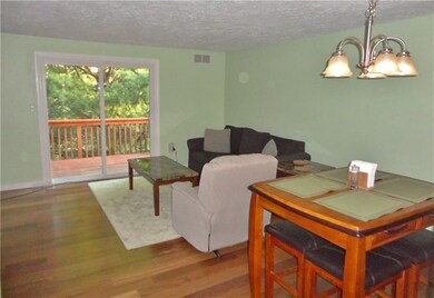 Open floor plan design in this dining/living room 