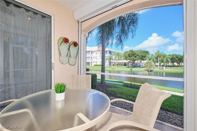 Dining room with a water view