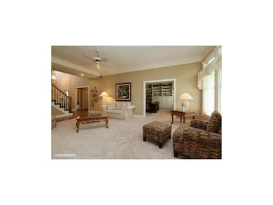Great room from breakfast room.  Office to right f