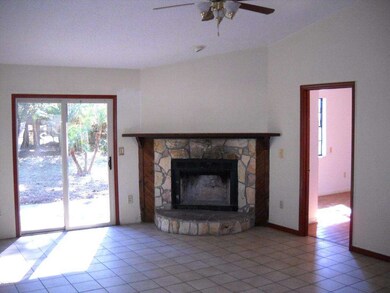 Living rm view & wood burning fireplace