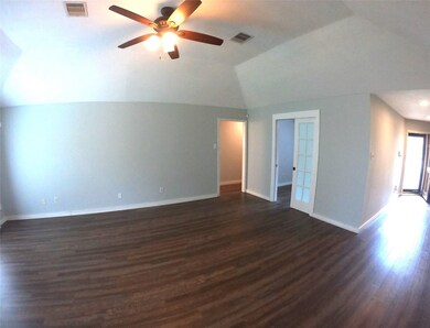 Living room with view of study
