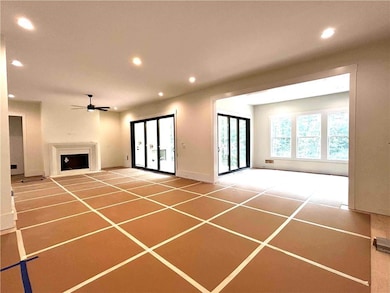 View from kitchen into dining and living room