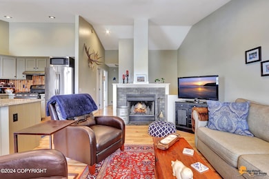 Living Room with Tile Fireplace