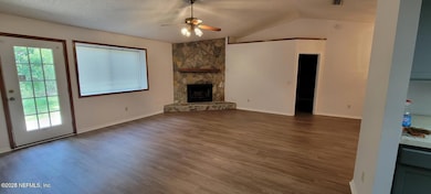 oversized family room with fireplace