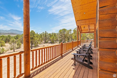 Wooden deck with a mountain view