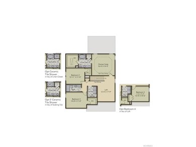 Second Floor layout - home has the opt 5' ceramic 