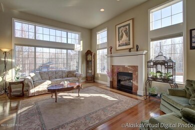 Fireplace with mantel in the living room