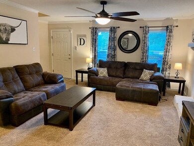 Family room..new carpet and fan, paint