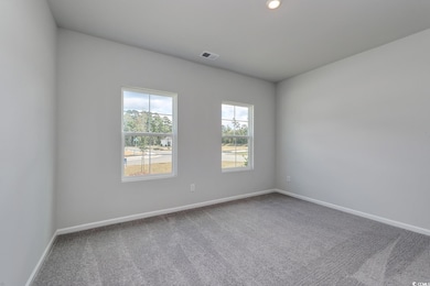 Carpeted empty room with baseboards