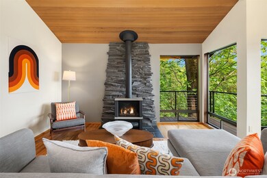 Relax around the stone hearth & cozy gas fireplace.