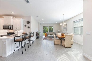 Dining room featuring recessed lighting, visible v