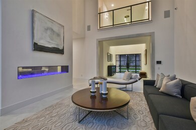 Alternate view of the living room at dusk reveals