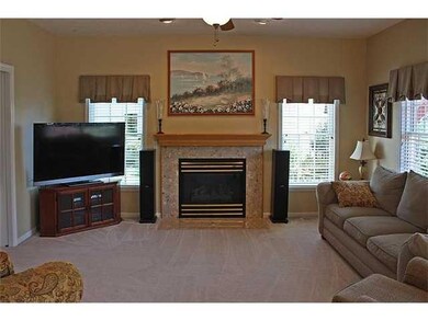 Family Room Fireplaced family room with windows ga