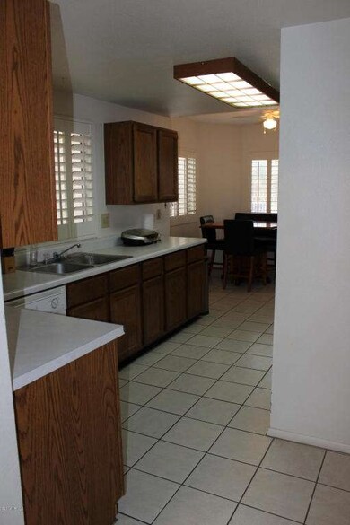 Galley kitchen view from living room