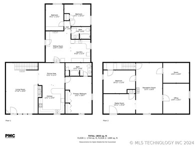 Total 2833+/-sq ft