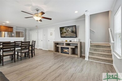The staircase leads to the loft, 2 bedrooms and a 