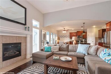 Great room also offers generous ceiling height wit