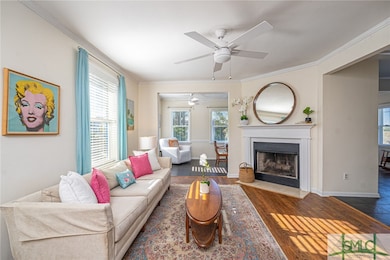 Upstairs 2BR/2BA Unit - Living Room with Fireplace