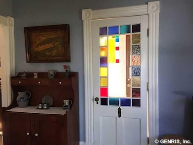 Foyer Door to foyer with stained glass windows, fo