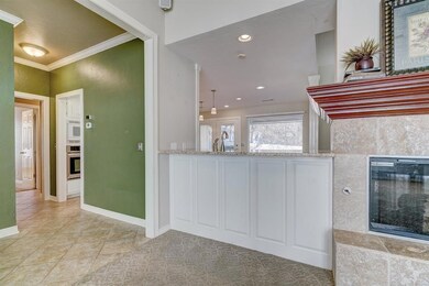 Bar/prep area between kitchen and living area.
