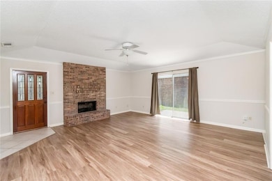 Brick Fireplace in Living room
