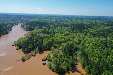 Aerial view with a forest view and a water view