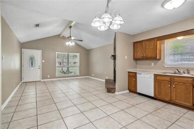 Kitchen & den very open