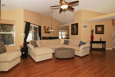 another view of great room into dining area