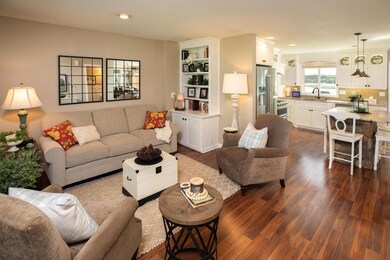 The living room is open to the stunning kitchen area.