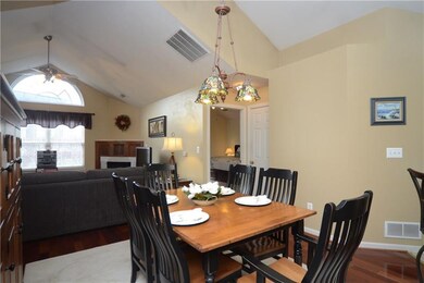 The family room opens into the dining room.