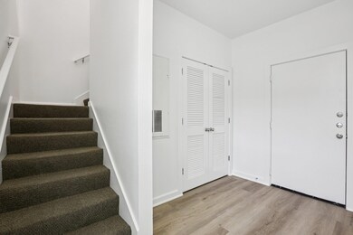 Stairway with wood finished floors