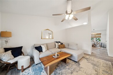 Living room with hardwood / wood-style floors, cei