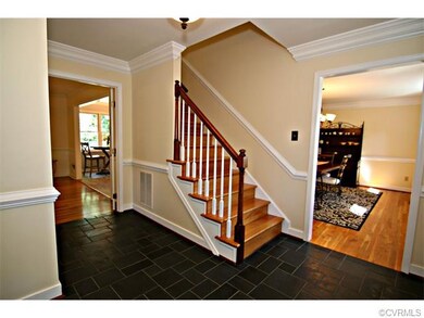 Slate flooring, crown and chair moulding, leads in
