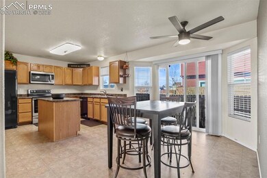 Kitchen featuring sink, ceiling fan, black applian