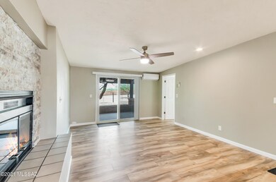 Family  Rm 2 way Fireplace sliders to ba