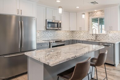 Kitchen island with granite counters