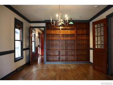 Dining room with built-in shelving