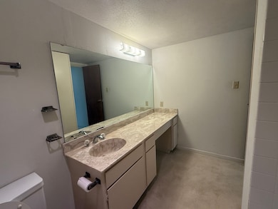 Bathroom featuring a textured ceiling and​​‌​​​​‌​​‌‌​​‌​​​‌‌​​​​​​‌‌‌​​‌​​‌‌​​​‌ vanity