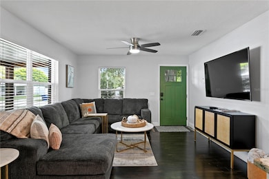 Living room with hardwood flooring