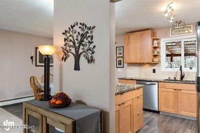 Kitchen open to living and dining