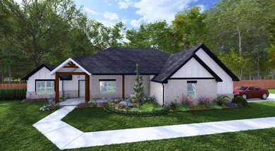 Modern inspired farmhouse featuring board and batten siding, brick siding, and roof with shingles