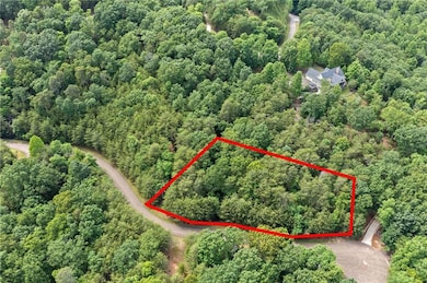 View of property location featuring a heavily wooded area and property parcel outlined