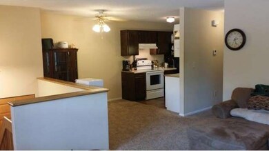 View of dining room and kitchen from the living ro