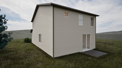 View of property exterior with a lawn and a patio area